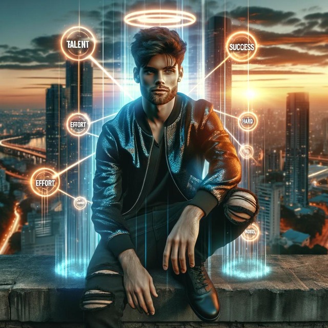 A_young_man_with_a_modern,_stylish_outfit,_sitting