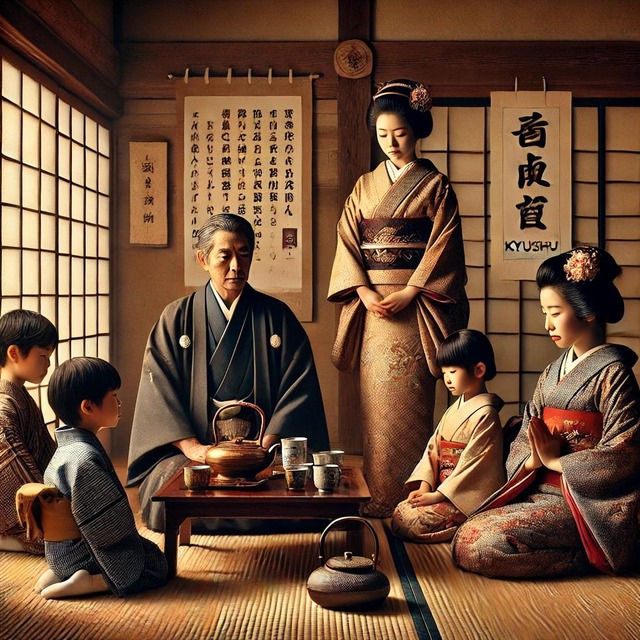 A_traditional_Kyushu_family_scene_in_a_historical_